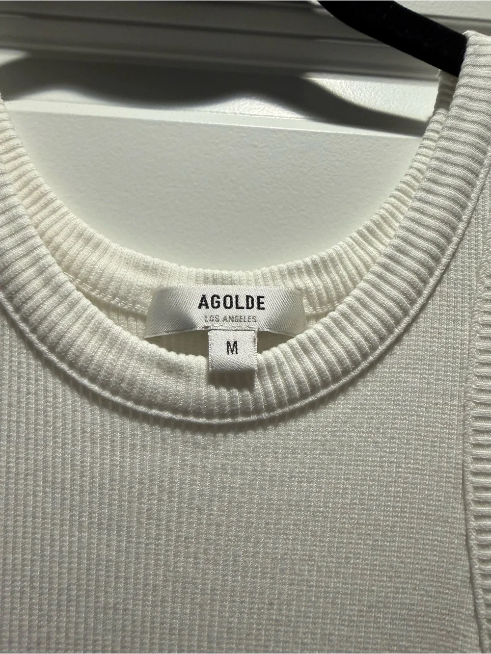 AGOLDE White Ribbed Racerback Tank - Picture 2 of 3